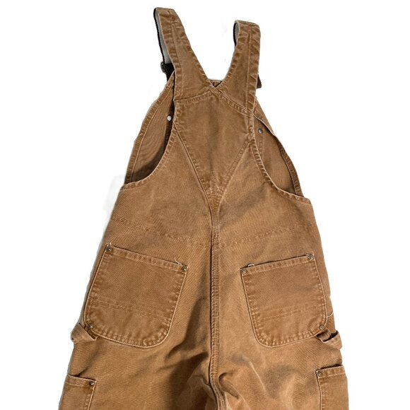 Carhartt Overalls Men’s 30x30 Duck Canvas Bib Double Knee Flannel Lined R42 BRN - Picture 16 of 16
